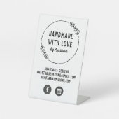 Handarbeit mit Liebe Doodle Wreath Craft Business Sockelschild (Vorderseite)