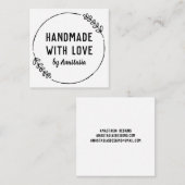 Handarbeit mit Liebe Doodle Wreath Personalisiert Quadratische Visitenkarte (Vorne/Hinten)