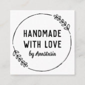 Handarbeit mit Liebe Doodle Wreath Personalisiert Quadratische Visitenkarte (Vorderseite)