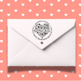 Handarbeit mit Liebe Foral Heart Theme Permastempel