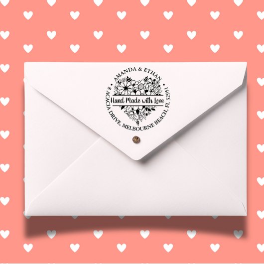 Handarbeit mit Liebe Foral Heart Theme Permastempel