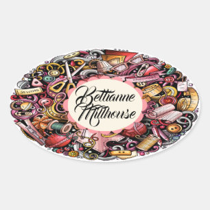 Handarbeit Nähsticker Ovaler Aufkleber