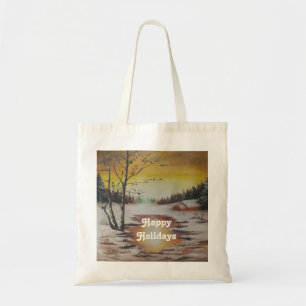 Handbag Ann Hayes Painting Winterszene Tragetasche