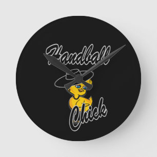 Handball Chick #4 Runde Wanduhr