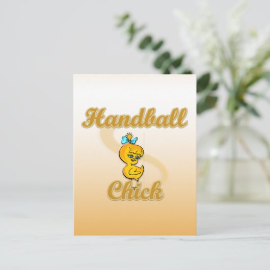 Handball Chick Postkarte (Stehend Vorderseite)