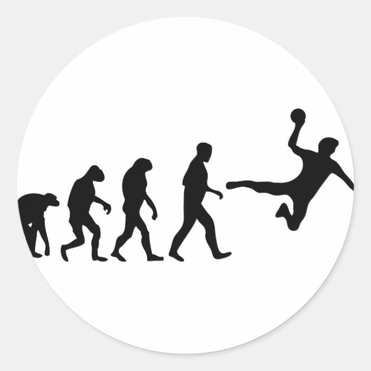 Handball-Evolution Runder Aufkleber (Vorderseite)