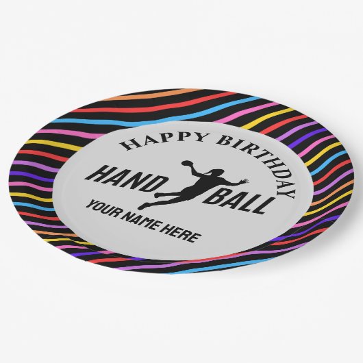 Handball Girl Birthday, Handball Player Gift Pappteller (Schrägansicht)