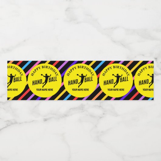 Handball Girl Birthday, Handball Player Gift Wasserflaschenetikett (Einzelnes Label)