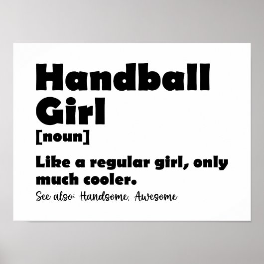 Handball-Girl-Wörterbuch Definition Funny Handball Poster (Vorne)