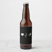 Handball Handball Handball Player Heartbeat Bierflaschenetikett (Vorderseite)