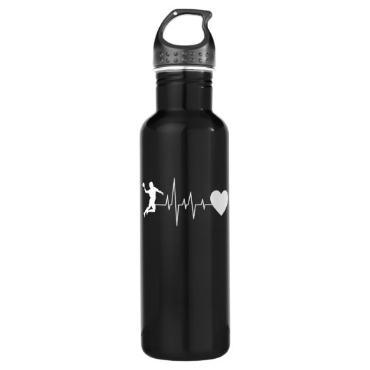 Handball Handball Handball Player Heartbeat Edelstahlflasche (Vorderseite)