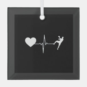 Handball Handball Handball Player Heartbeat Ornament Aus Glas