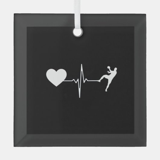 Handball Handball Handball Player Heartbeat Ornament Aus Glas (Vorderseite)