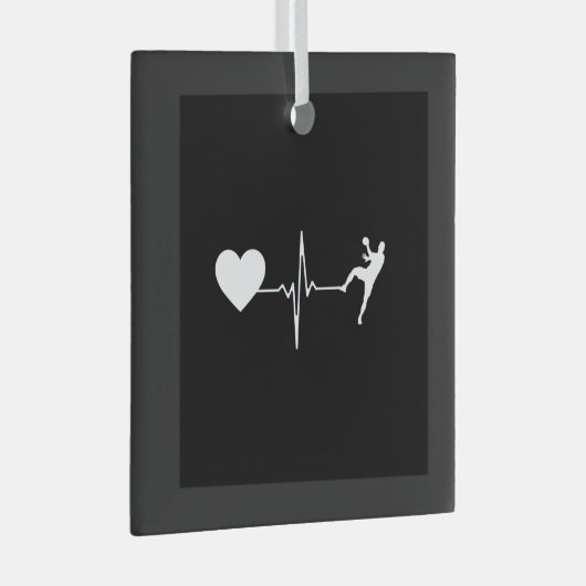 Handball Handball Handball Player Heartbeat Ornament Aus Glas (Vorderseite Rechts)