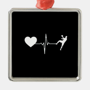 Handball Handball Handball Player Heartbeat Ornament Aus Metall