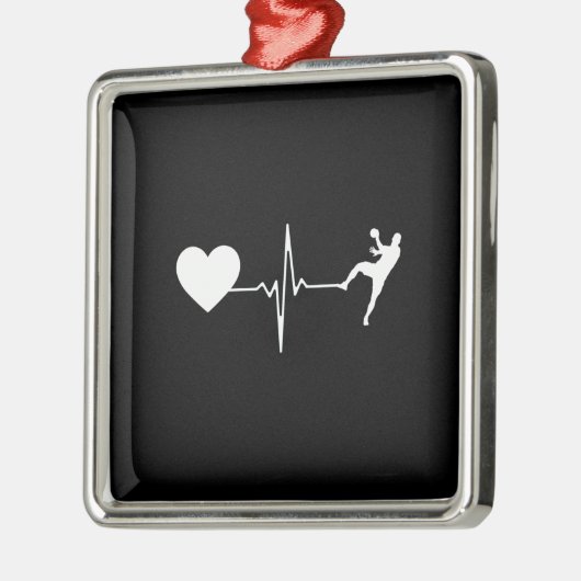 Handball Handball Handball Player Heartbeat Ornament Aus Metall (Links)