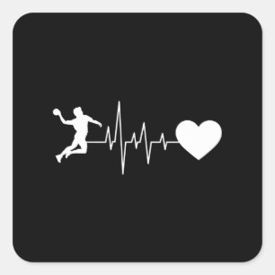 Handball Handball Handball Player Heartbeat Quadratischer Aufkleber