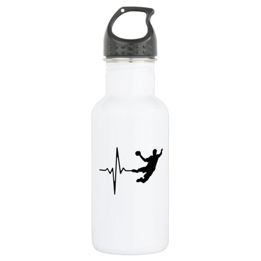 Handball - Handball Player Heartbeat Edelstahlflasche (Vorderseite)