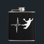 Handball - Handball Player Heartbeat Flachmann<br><div class="desc">Handball-Heartbeat-Grafik für einen Handballspieler.</div>