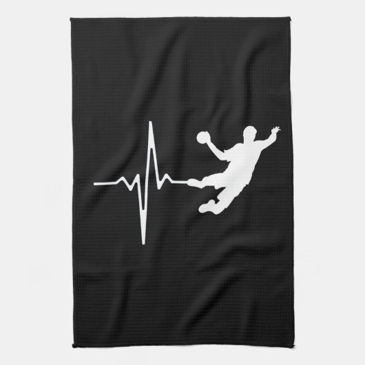 Handball - Handball Player Heartbeat Geschirrtuch (Vertikal)