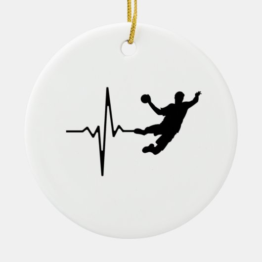 Handball - Handball Player Heartbeat Keramik Ornament (Vorne)