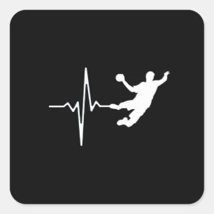 Handball - Handball Player Heartbeat Quadratischer Aufkleber