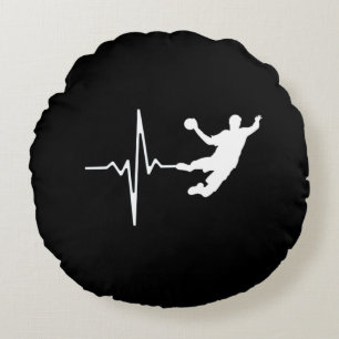 Handball - Handball Player Heartbeat Rundes Kissen
