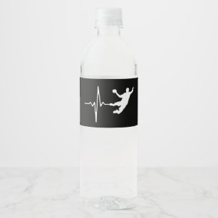 Handball - Handball Player Heartbeat Wasserflaschenetikett