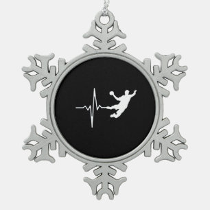 Handball - Herzschlag eines Handballspielers Schneeflocken Zinn-Ornament