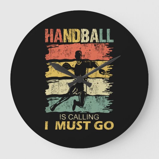 Handball is Calling Slogan Funny Retro Große Wanduhr (Vorderseite)