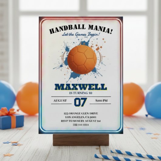 Handball Mania Birthday Invitation Einladung