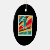 Handball Player Retro Keramik Ornament (Rechts)