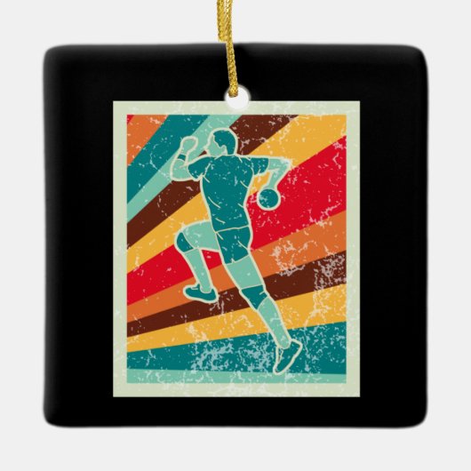 Handball Player Retro Keramikornament (Vorderseite)