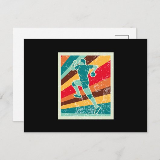 Handball Player Retro Postkarte (Vorne/Hinten)