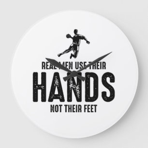 Handball Player Sport Team Handballer Funny Sprich Große Wanduhr