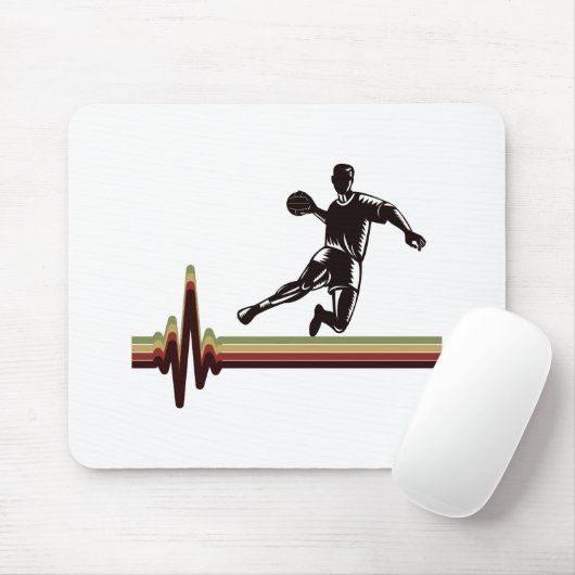 Handball Player Sport Team Handballer Heartbeat Mousepad (Mit Mouse)