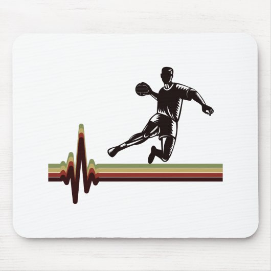 Handball Player Sport Team Handballer Heartbeat Mousepad (Vorne)