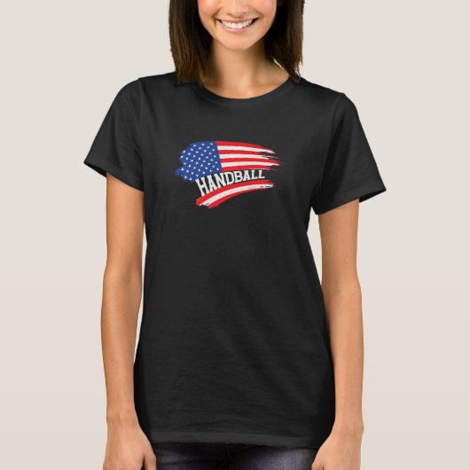 Handball US American Flag Team Handball Player P T-Shirt (Vorderseite)