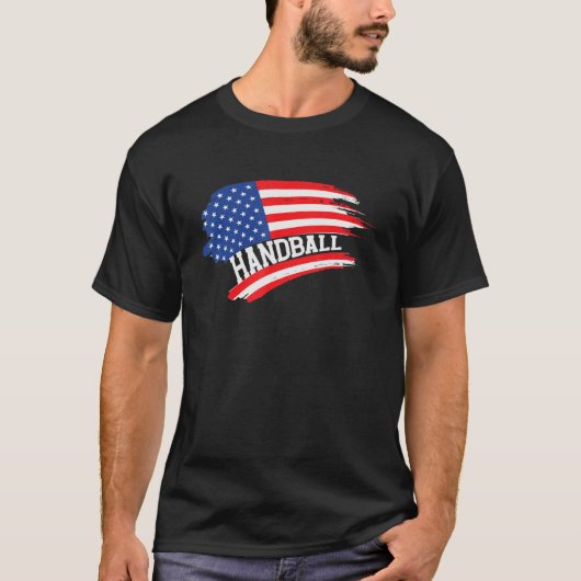 Handball US American Flag Team Handball Player T-Shirt (Vorderseite)