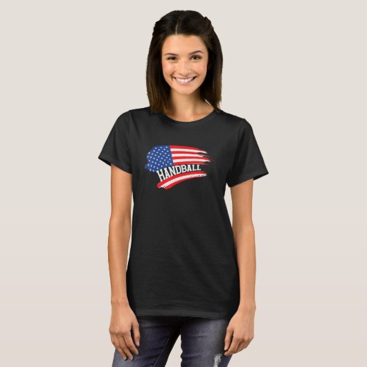 Handball  US American Flag  Team Handball Player T-Shirt (Vorne ganz)