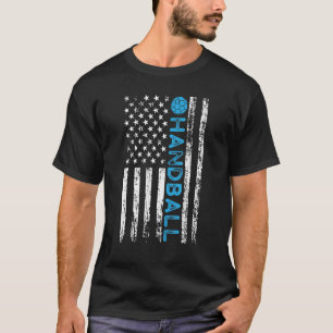 Handball Vintage USA Amerikanische Flagge Handball T-Shirt