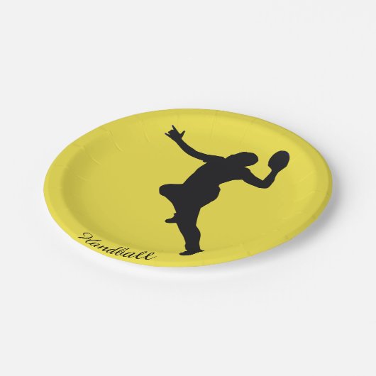 Handballspieler Pappteller (Schrägansicht)