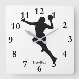 Handballspieler Quadratische Wanduhr