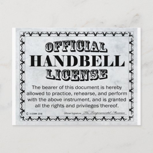 Handbell-Lizenz Postkarte (Vorderseite)