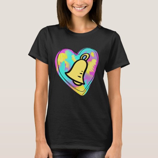 Handbell Ringer Multicolored Painted Heart T-Shirt (Vorderseite)