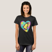 Handbell Ringer Multicolored Painted Heart T-Shirt (Vorne ganz)