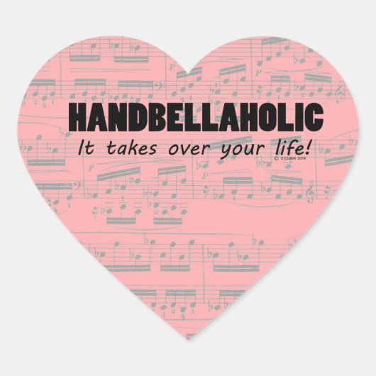 Handbellaholic Life Heart Sticker (Vorderseite)