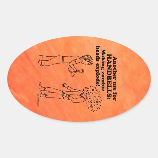 Handbells Zombie Explode Oval Sticker (Vorderseite)