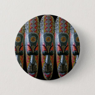 Handbemalte afrikanische Stammesmaske Button