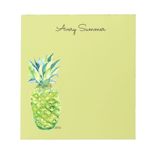 Handbemalte Ananas Grün Lebensmittel Liste Notizblock (Vorderseite)